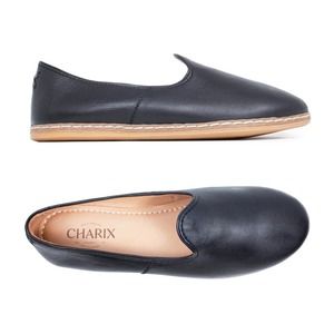 CHARIX Leather Black Loafer Mules